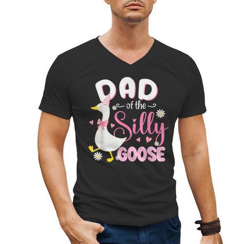 Silly Dad Goose Dad 1st Birthday Family Matching Party Men's V-Neck T-Shirt - Father's Day Fun