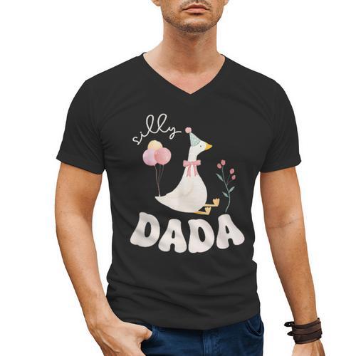 Silly Dada Silly Goose Dad Birthday Family Matching Party Men's V-Neck T-Shirt - Father's Day Fun