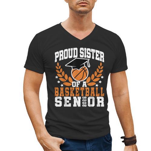 Sister Class Of 2025 Senior Basketball Graduation Family Men's V-Neck T-Shirt - Best Gift Smart