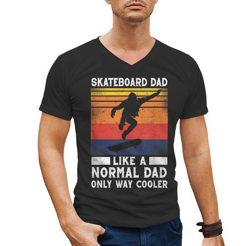 Skateboard Like A Normal Dad Vintage 80S 90S Retro Men's V-Neck T-Shirt - Father's Day Fun