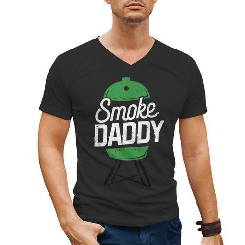 Smoke Daddy Green Egg Pitmaster Dad Tshirt BBQ Grill Men's V-Neck T-Shirt - Father's Day Fun