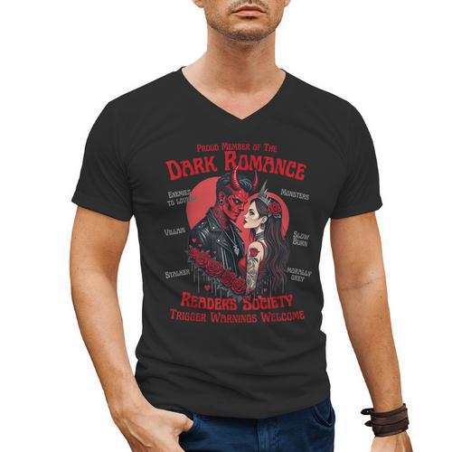 Smutty Book Merch For Spicy Book Lovers Adults Small Modern Classic Fit T-Shirt Round Neck Short Sleeve Cotton Blend Polyester Blend Themed Men's V-Neck T-Shirt - Bookorys