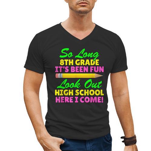 So Long 8th Grade Hello High School Graduation Men's V-Neck T-Shirt - Best Gift Smart