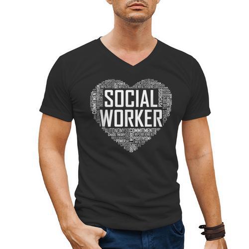 Social Worker T Shirt Love Month Graduation Tshirt Men's V-Neck T-Shirt - Best Gift Smart