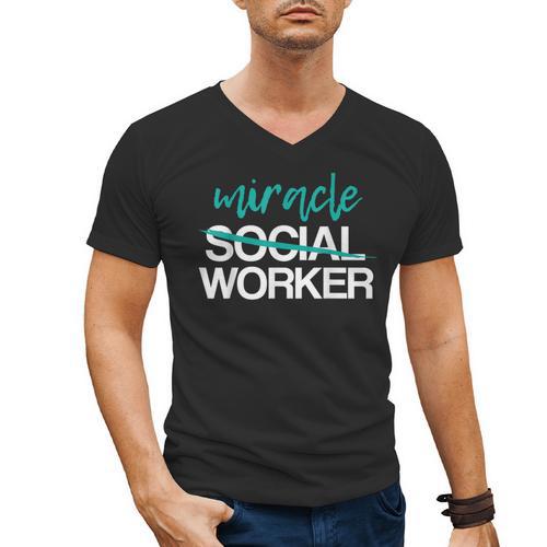 Social Worker Work Month MSW Graduation Masters Men's V-Neck T-Shirt - Best Gift Smart