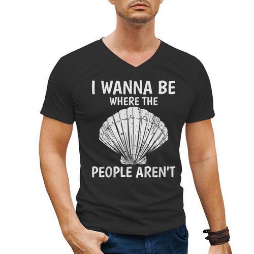 Solitude Introverts I Wanna Be Where The People Aren't Men's V-Neck T-Shirt - Raresse
