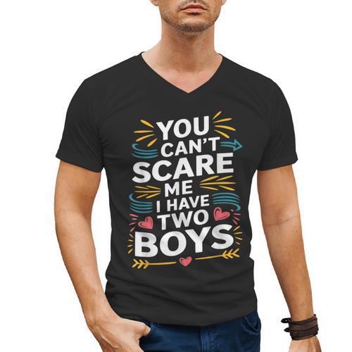 Son Dad Jokes You Can't Scare Me I Have Two Boys Men Men's V-Neck T-Shirt - Father's Day Fun