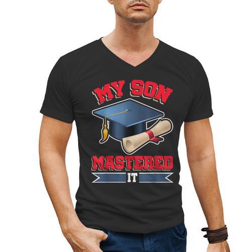 My Son Mastered It Shirt Masters Tee Graduate Graduation Men's V-Neck T-Shirt - Best Gift Smart