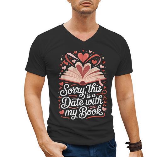 Sorry This Is a Date With My Book Valentine Men's V-Neck T-Shirt - Bookorys DE
