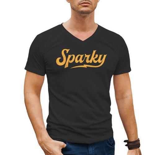 Sparky Electrician Lineman Dad Retro Vintage Novelty Men's V-Neck T-Shirt - Father's Day Fun