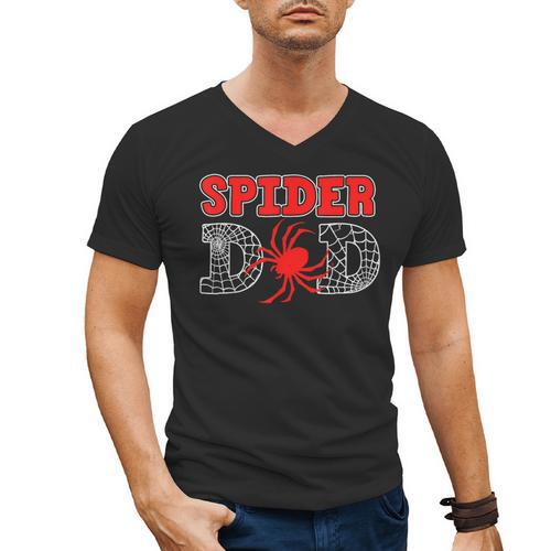 Spider Dad Spidey Birthday Family Matching Kid Daddy Spiders Men's V-Neck T-Shirt - Father's Day Fun