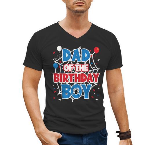 Spider Web Dad Of The Birthday Boy Men's V-Neck T-Shirt - Father's Day Fun
