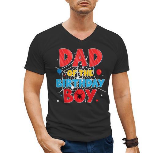Spider Web Family Matching Dad Of The Birthday Boy Men's V-Neck T-Shirt - Father's Day Fun