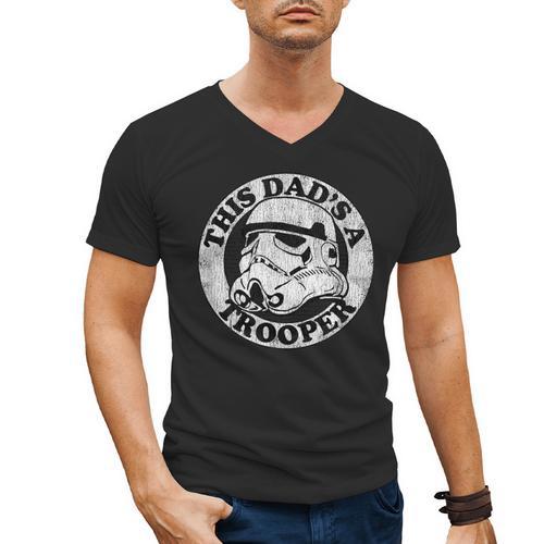 Star Wars Father's Day Stormtrooper This Dad Is A Trooper Circle Men's V-Neck T-Shirt - Father's Day Fun