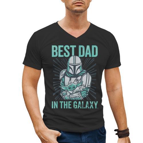 Star Wars The Mandalorian And Grogu Best Dad In The Galaxy Men's V-Neck T-Shirt - Father's Day Fun