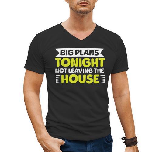 Staying Alone Big Plans Tonight Ideal For Introverts Men's V-Neck T-Shirt - Raresse
