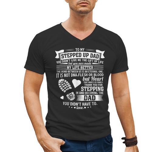 To My Stepped Up Dad Thanks For Stepping In Stepdad Birthday Men's V-Neck T-Shirt - Father's Day Fun