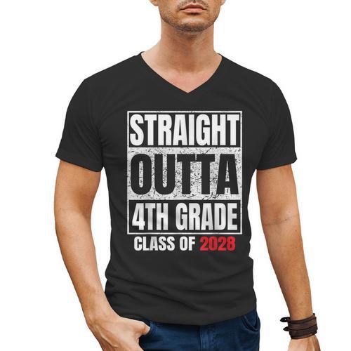 Straight Outta 4th Grade Graduation Class 2028 Fourth Grade Men's V-Neck T-Shirt - Best Gift Smart