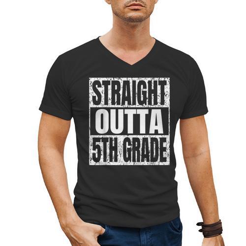 Straight Outta 5th Grade Graduation Motivational Men's V-Neck T-Shirt - Best Gift Smart