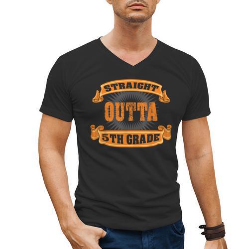 Straight Outta 5th Grade Shirt Fifth Graduation Boys Girls Men's V-Neck T-Shirt - Best Gift Smart
