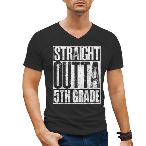 Straight Outta 5th Grade Shirt Graduation 2017 Men's V-Neck T-Shirt - Best Gift Smart