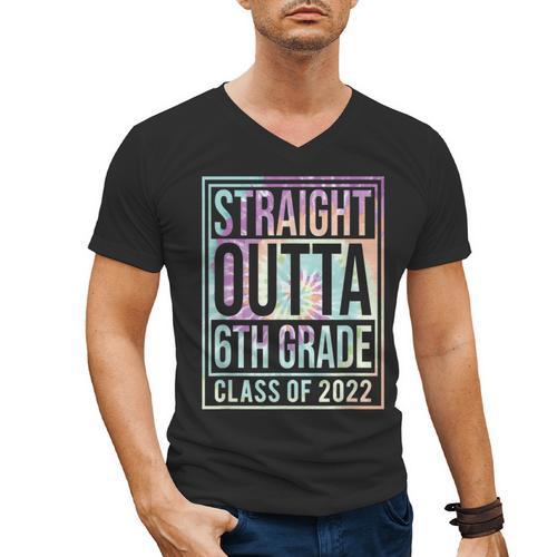 Straight Outta 6th Grade Class Of 2022 School Graduation Men's V-Neck T-Shirt - Best Gift Smart