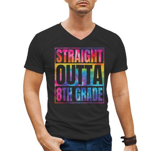 Straight Outta 8th Grade Great Graduation Eighth Grade Men's V-Neck T-Shirt - Best Gift Smart