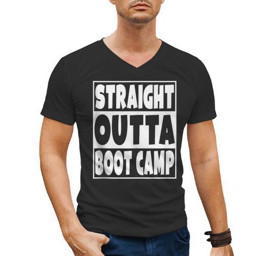 Straight Outta Boot Camp Military Basic Training Graduation Men's V-Neck T-Shirt - Best Gift Smart