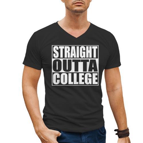 Straight Outta College Shirt College Graduation Shirt Men's V-Neck T-Shirt - Best Gift Smart