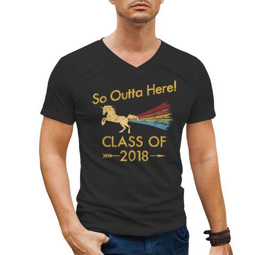 STRAIGHT OUTTA HIGH SCHOOL 2018 Grad Graduation Shirt Men's V-Neck T-Shirt - Best Gift Smart