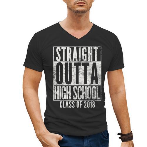 STRAIGHT OUTTA HIGH SCHOOL 2018 Graduation Grad Shirt Men's V-Neck T-Shirt - Best Gift Smart