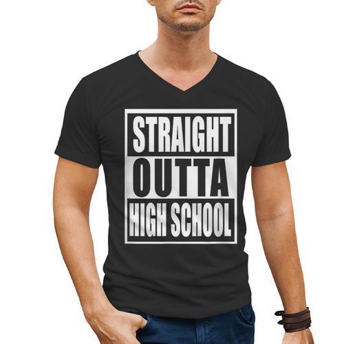 Straight Outta High School Graduation Apparel For Seniors Men's V-Neck T-Shirt - Best Gift Smart