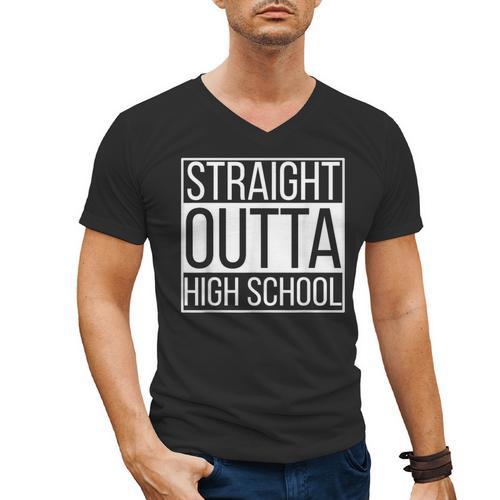 Straight Outta High School Senior Graduation Men's V-Neck T-Shirt - Best Gift Smart