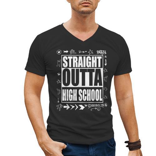 Straight Outta High School Shirt Cute Graduation Men's V-Neck T-Shirt - Best Gift Smart