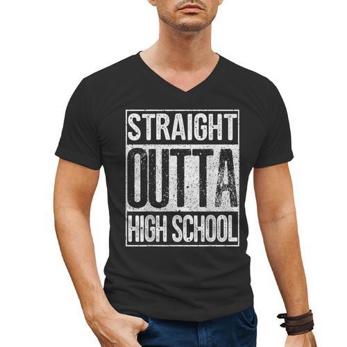 Straight Outta High School Shirt Graduation Idea Men's V-Neck T-Shirt - Best Gift Smart