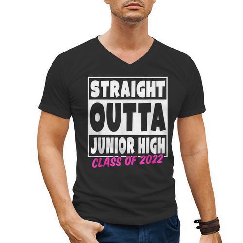 Straight Outta Junior High School Graduation Men's V-Neck T-Shirt - Best Gift Smart