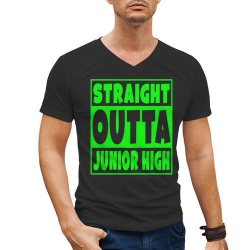 Straight Outta Junior High School Graduation T-Shirt Men's V-Neck T-Shirt - Best Gift Smart