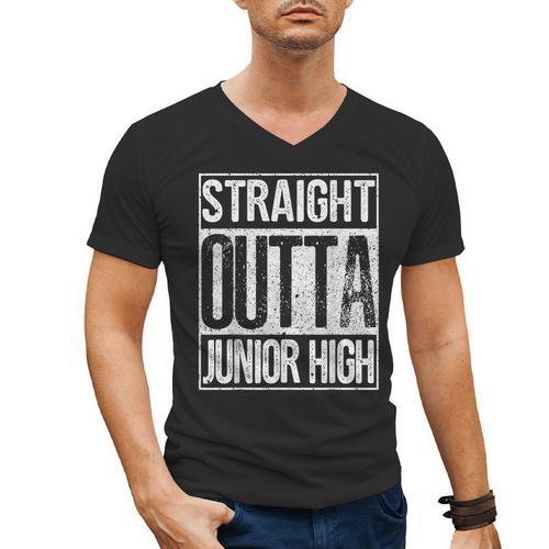 Straight Outta Junior High Shirt Graduation Idea Men's V-Neck T-Shirt - Best Gift Smart