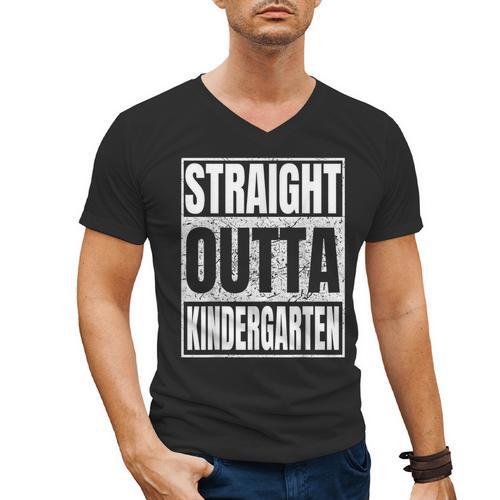 Straight Outta Kindergarten Graduation 2025 Kinder Men's V-Neck T-Shirt - Best Gift Smart