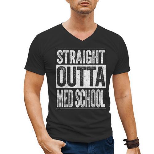 Straight Outta Med School Shirt Medical Graduation Men's V-Neck T-Shirt - Best Gift Smart