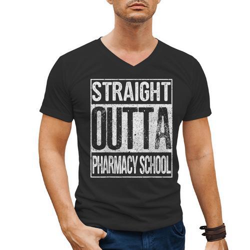 Straight Outta Pharmacy School Shirt Graduation Men's V-Neck T-Shirt - Best Gift Smart