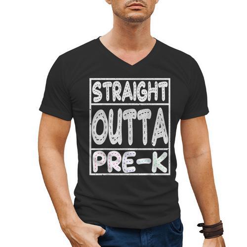 Straight Outta Pre-K Shirt Great Graduation Preschools Men's V-Neck T-Shirt - Best Gift Smart