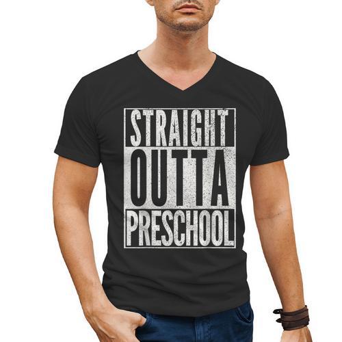 STRAIGHT OUTTA PRESCHOOL GIFT Grad Graduation Kids Men's V-Neck T-Shirt - Best Gift Smart
