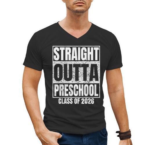 Straight Outta Preschool Graduate Class 2026 Graduation Men's V-Neck T-Shirt - Best Gift Smart