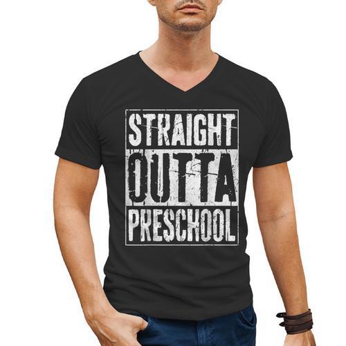 Straight Outta Preschool Shirt Preschool Boy Girl Graduation Men's V-Neck T-Shirt - Best Gift Smart