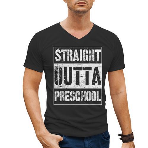 Straight Outta Preschool Shirt Great Pre-K Graduation Men's V-Neck T-Shirt - Best Gift Smart