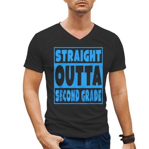Straight Outta Second Grade Graduation Class Men's V-Neck T-Shirt - Best Gift Smart