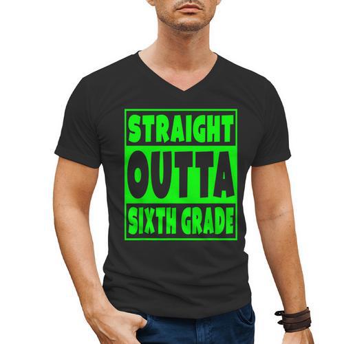 Straight Outta Sixth Grade Graduation Class Men's V-Neck T-Shirt - Best Gift Smart