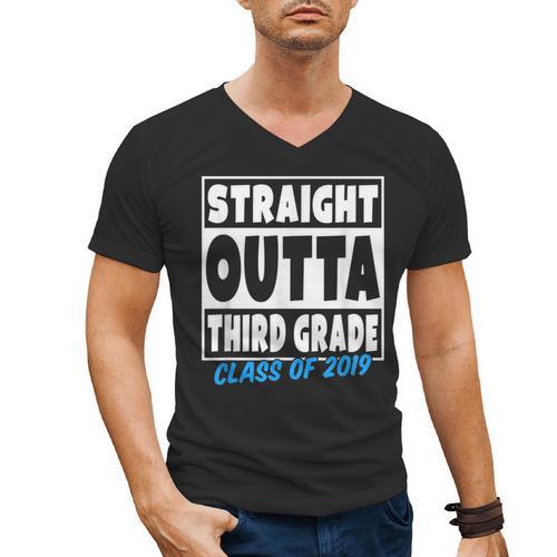 Straight Outta Third Grade Class Of 2019 Graduation Men's V-Neck T-Shirt - Best Gift Smart