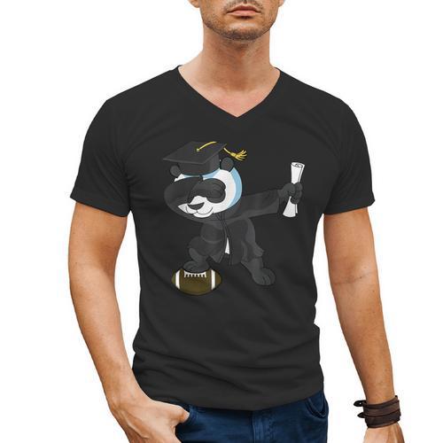 Student Graduation 2022 Panda Football Boys Girls Teenager Men's V-Neck T-Shirt - Best Gift Smart